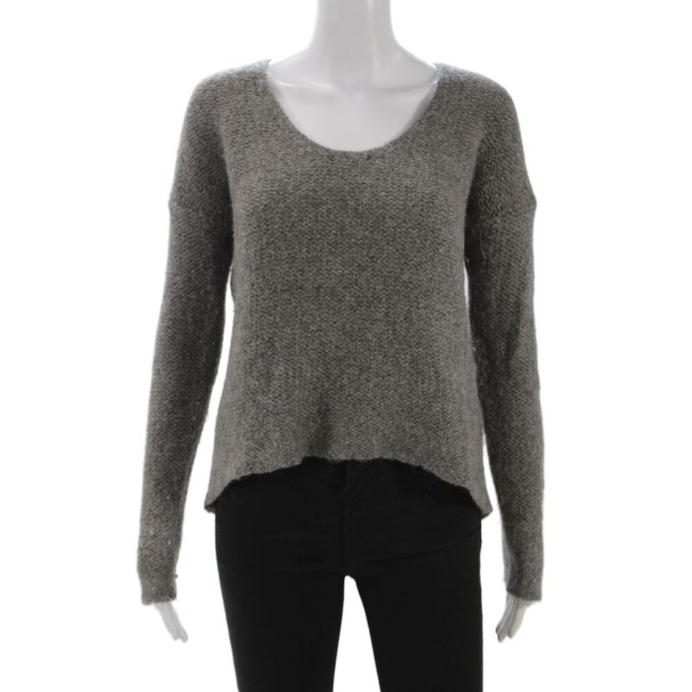 Helmut Lang Womens Tunic Gray V Neck Alpaca Wool Long Sleeve Size S
